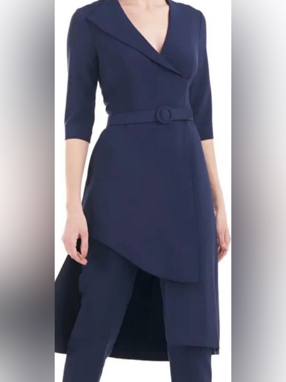 Kay Unger Walk-thru Jumpsuit in Navy Blue. Size 10. Elegant. No Belt.